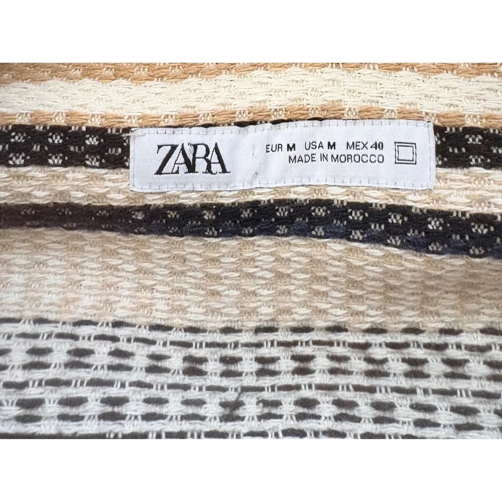 ZARA Mens Striped Button Up Shacket M Chore Style Versatile Made in Morocco - Picture 4 of 12